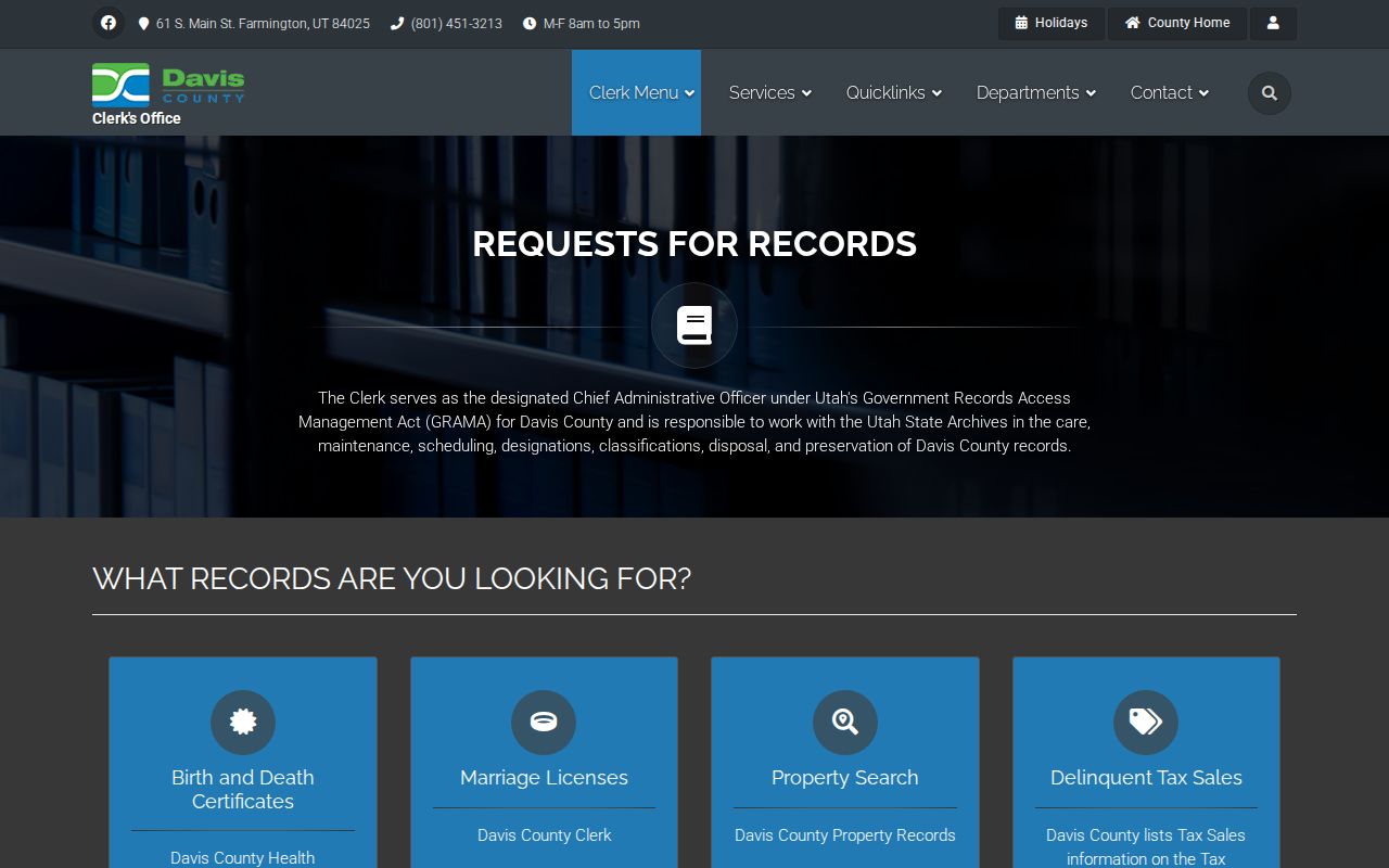 Davis County residents directory public records request