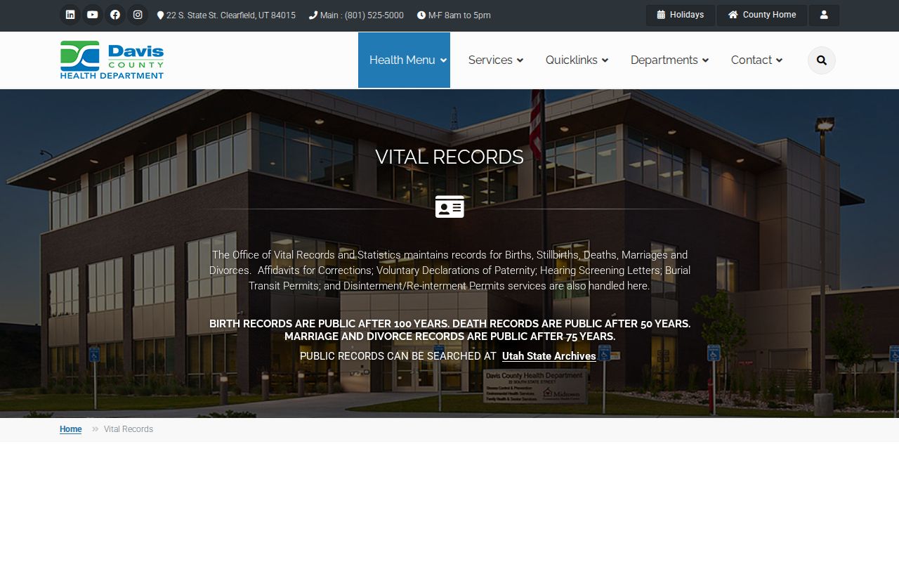 Davis County residents directory vital records