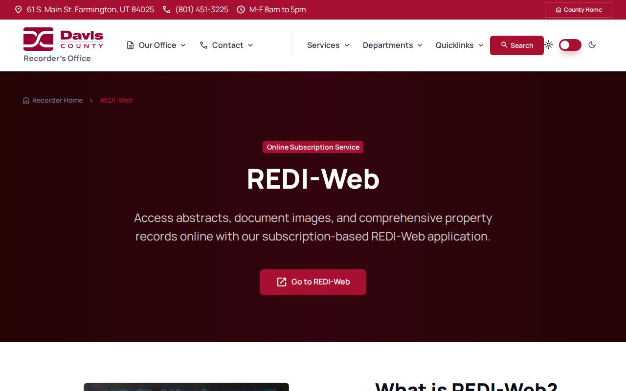 Davis County residents directory Recorder REDI-Web