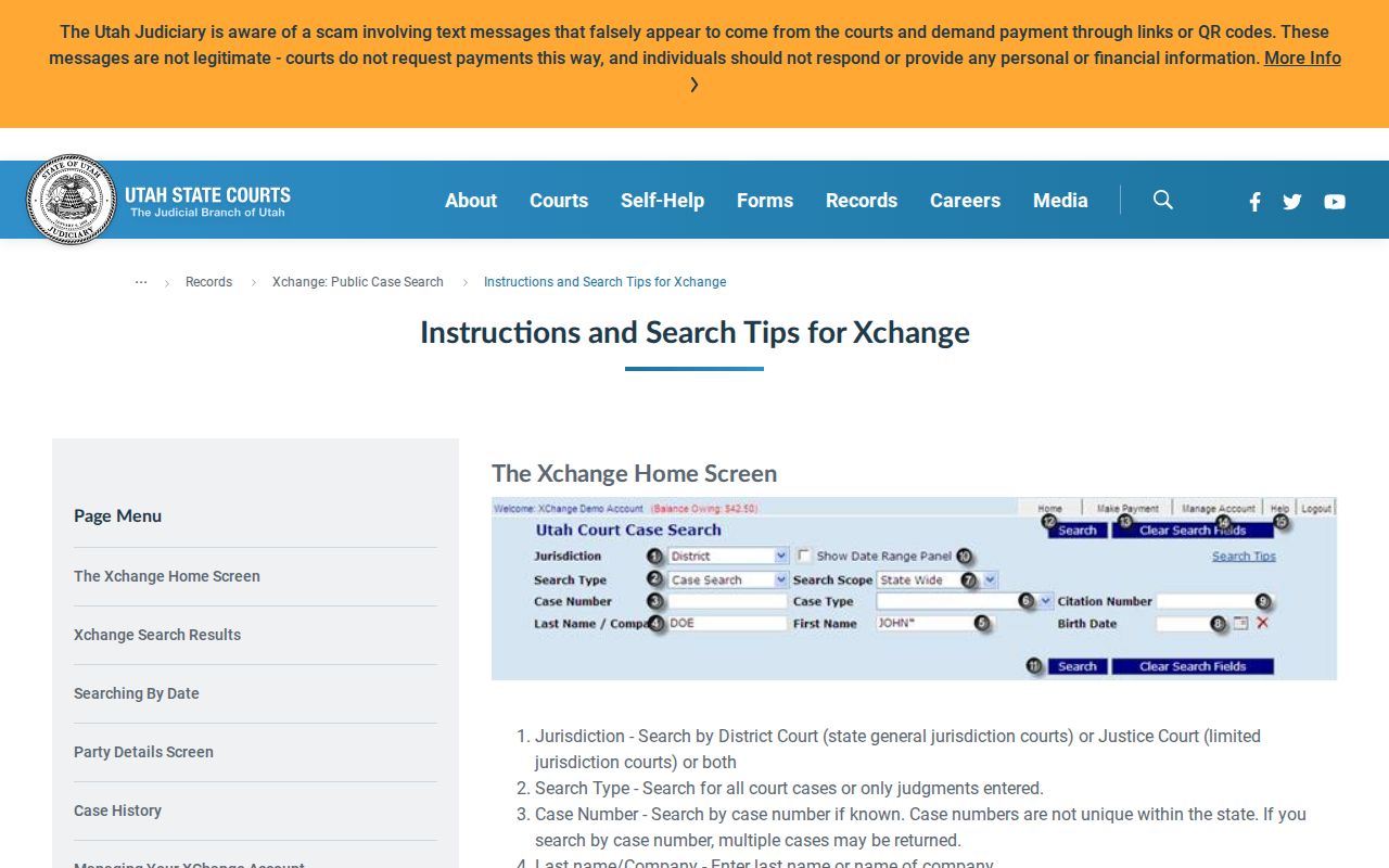 Davis County resident lookup Utah Courts Xchange